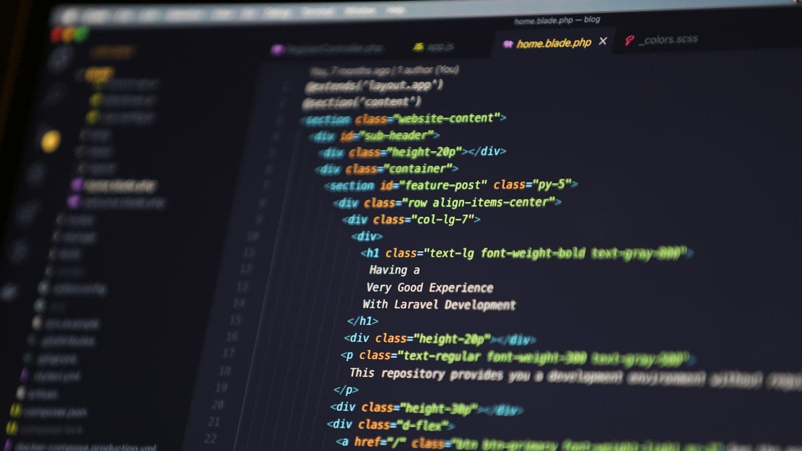 HTML markup open in a code editor on a dark screen.